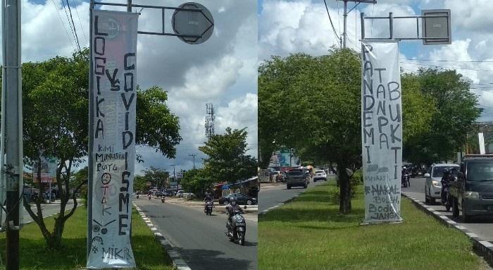 Dua Spanduk “Tidak Percaya” Covid Terpasang di Palangka Raya