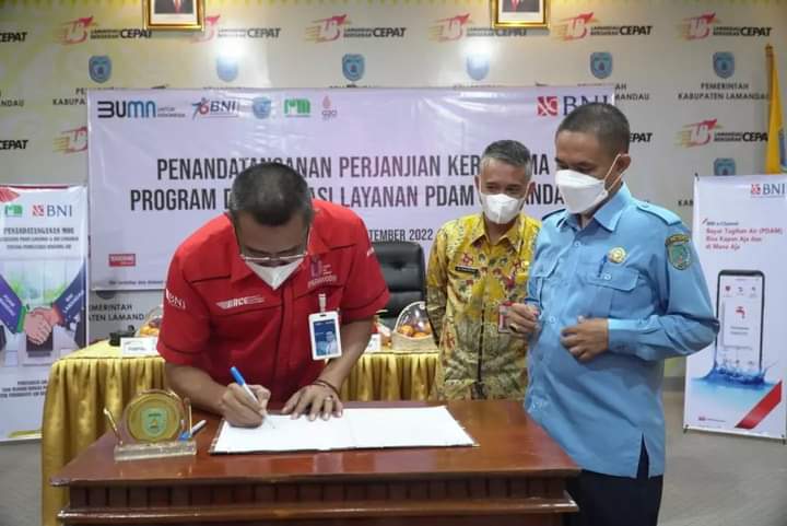 Permudah Pembayaran Tagihan Secara Online, PDAM Lamandau MoU dengan BNI