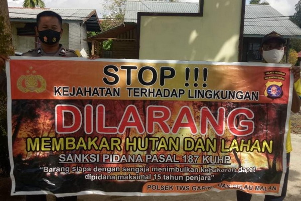 Sosialisasi Setop Karhutla, Polsek Tewang Segalang Garing dan Pulau Malan Turunkan Bhabinkamtibmas
