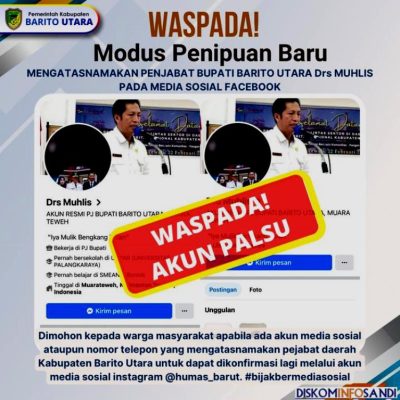 Penipuan Mengatasnamakan Pj Bupati Barito Utara Marak di Facebook, Warga Diminta Waspada