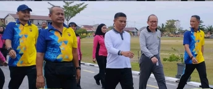 Sambut HUT Bhayangkara, Pemkab dan Polres Katingan Gelar Olahraga Bersama