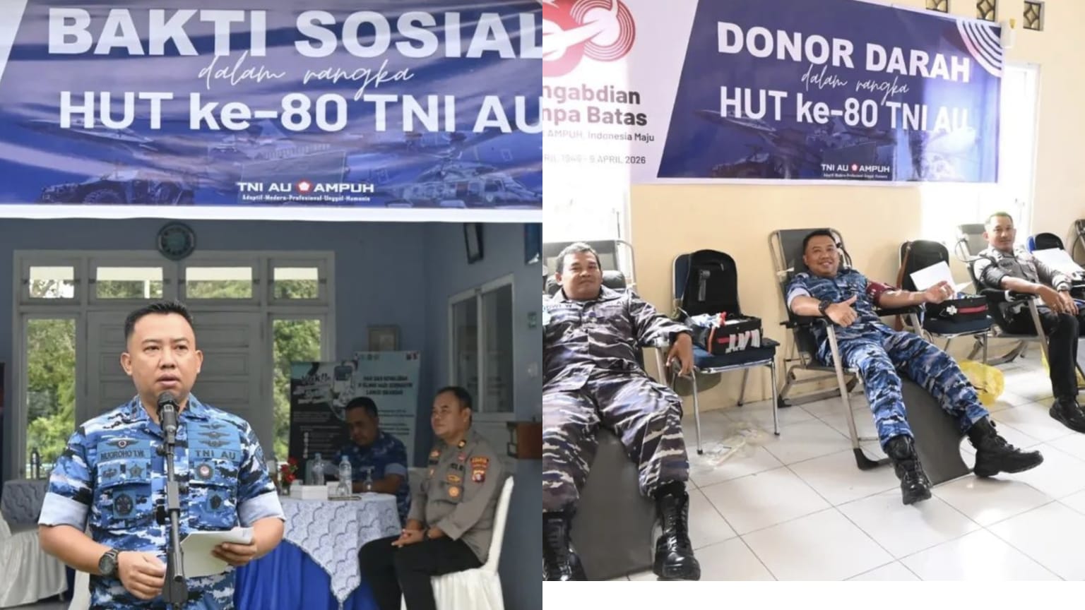 Bansos dan Donor Darah Warnai Peringatan HUT ke-80 TNI AU di Lanud Iskandar