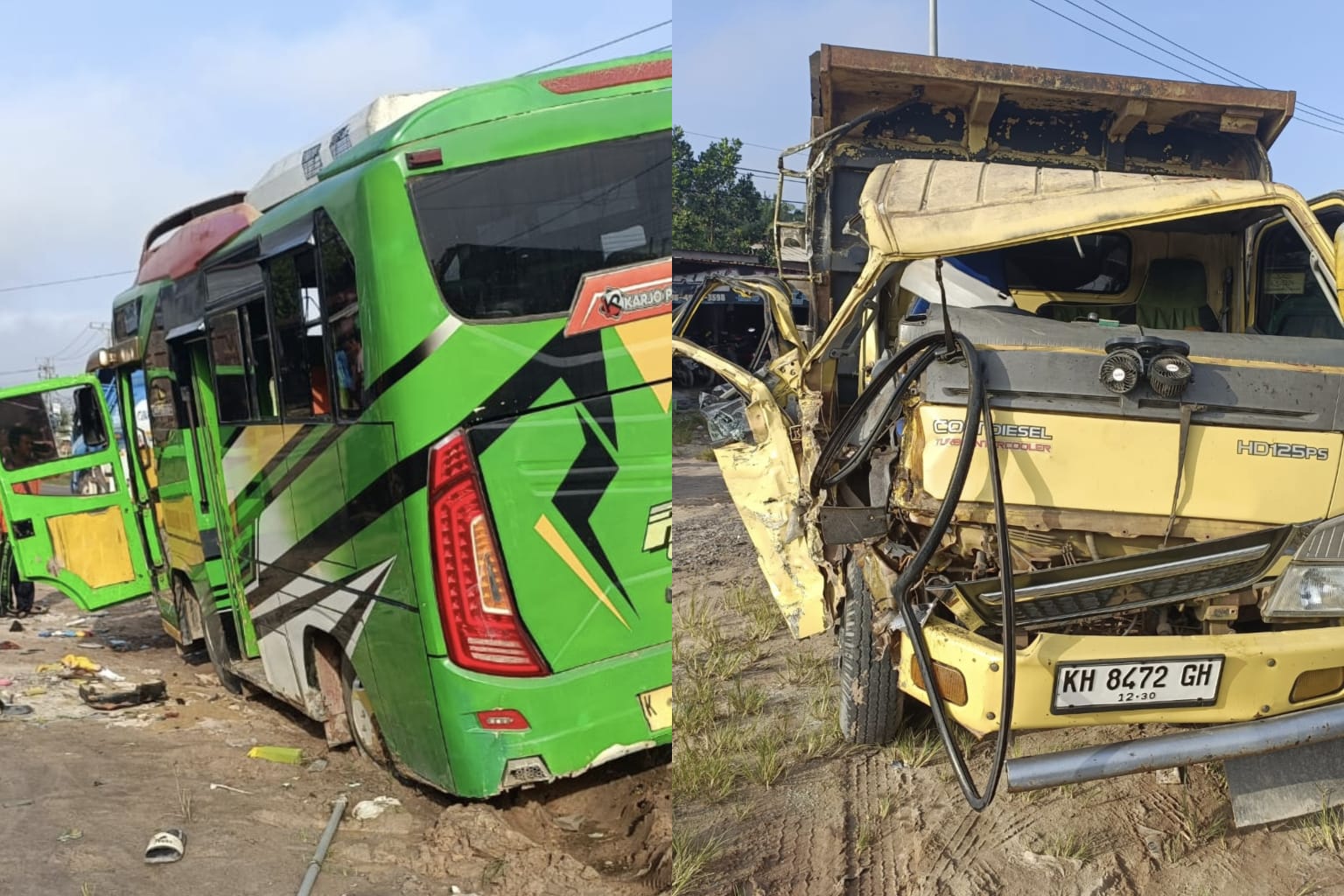 Delapan Pelajar Luka, Bus Sekolah Ditabrak Truk di KM 63 Pangkalan Banteng