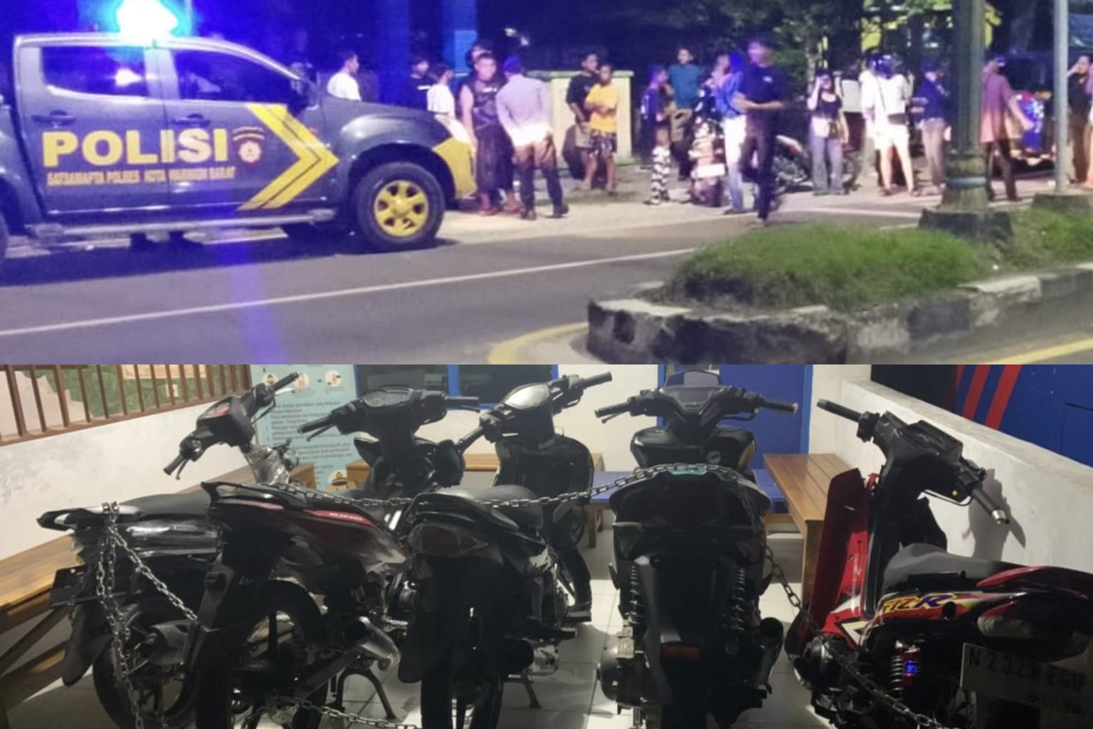 Patroli Malam Polres Kobar Sikat Balap Liar, 5 Motor Knalpot Brong Ditilang