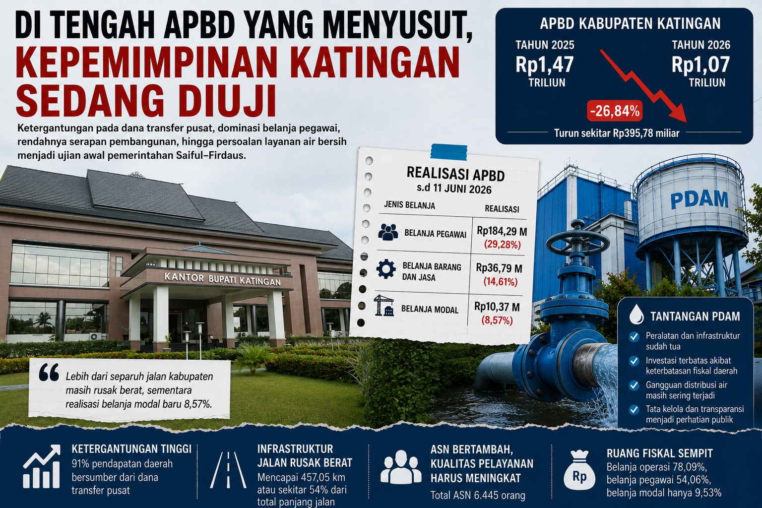 Di Tengah APBD yang Menyusut, Kepemimpinan Katingan Sedang Diuji