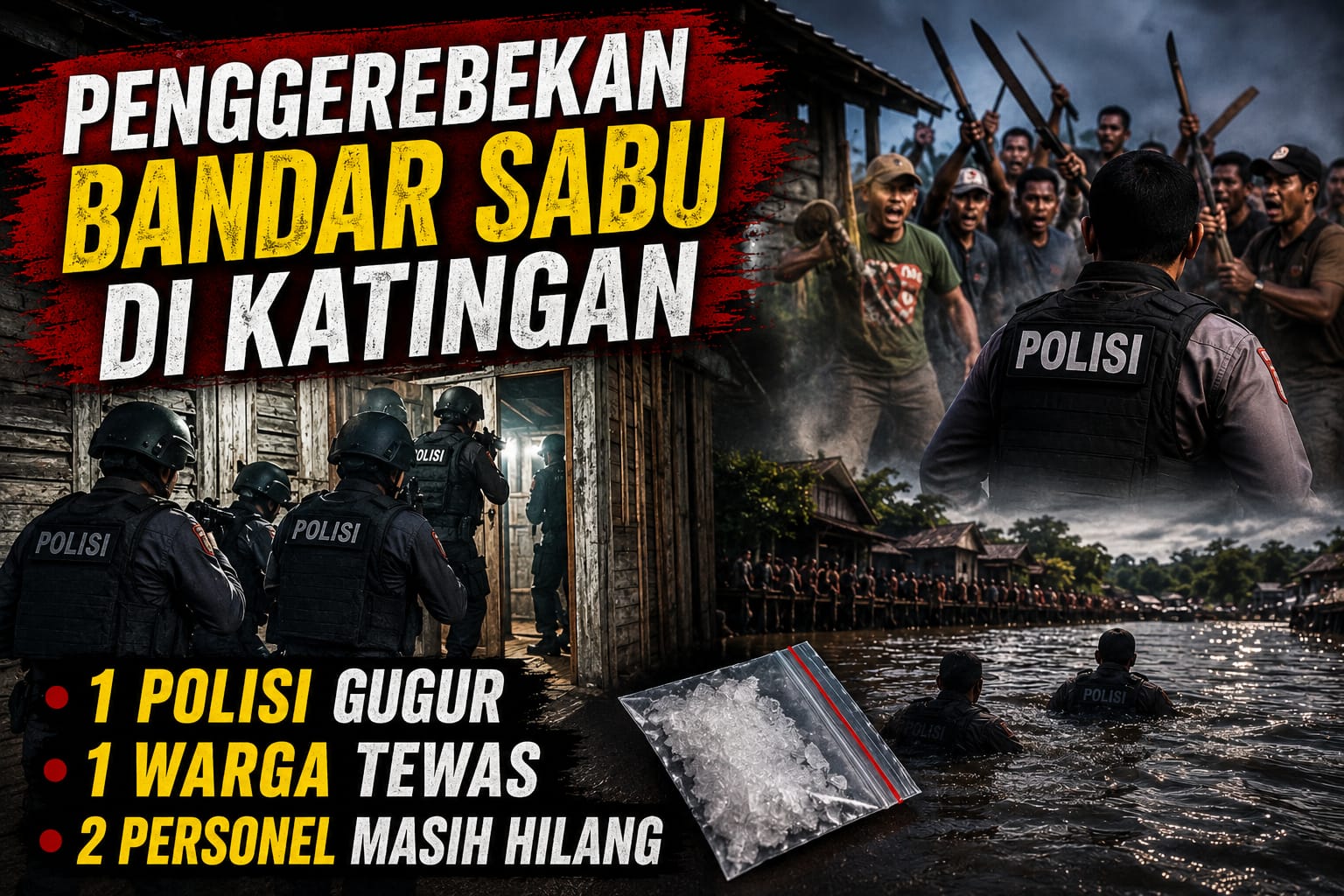 Bentrok Saat Penggerebekan Bandar Sabu di Katingan: Satu Polisi Gugur, Dua Masih Dicari