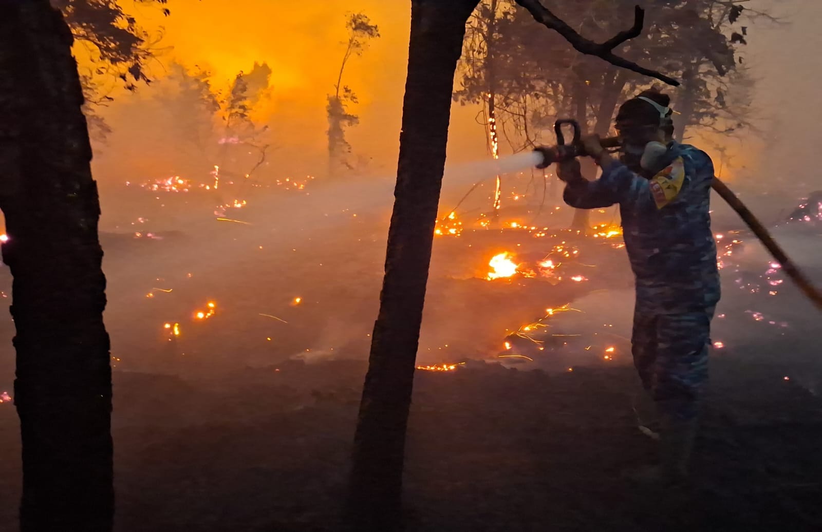 10 Jam Berjibaku, Tim Karhutla Lanud Iskandar Padamkan Karhutla di Sungai Tendang